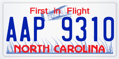 NC license plate AAP9310