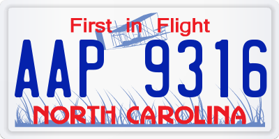 NC license plate AAP9316