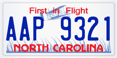 NC license plate AAP9321