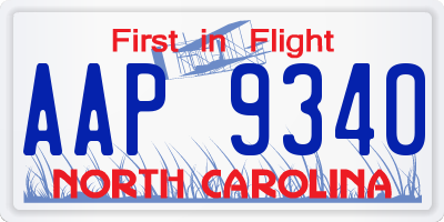 NC license plate AAP9340