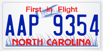NC license plate AAP9354