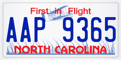 NC license plate AAP9365