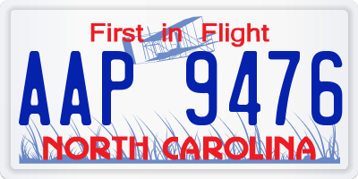 NC license plate AAP9476