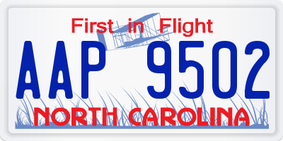 NC license plate AAP9502