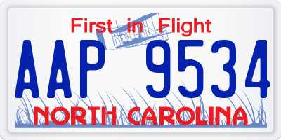 NC license plate AAP9534
