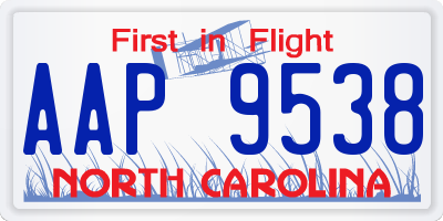 NC license plate AAP9538