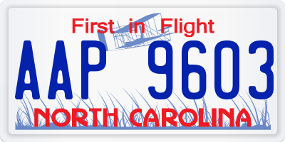 NC license plate AAP9603