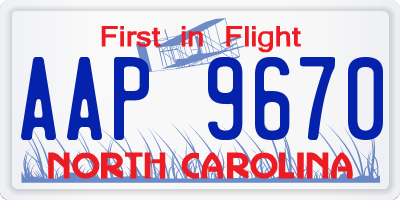 NC license plate AAP9670