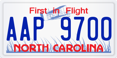 NC license plate AAP9700