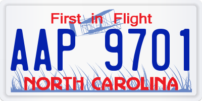 NC license plate AAP9701