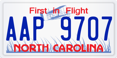 NC license plate AAP9707
