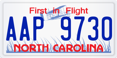 NC license plate AAP9730