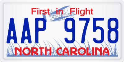 NC license plate AAP9758