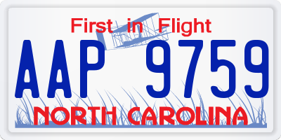 NC license plate AAP9759