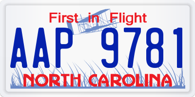 NC license plate AAP9781