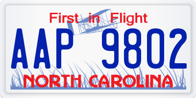 NC license plate AAP9802