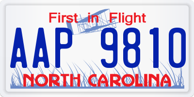 NC license plate AAP9810