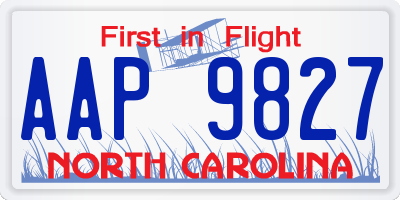 NC license plate AAP9827