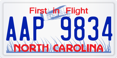 NC license plate AAP9834