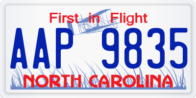 NC license plate AAP9835
