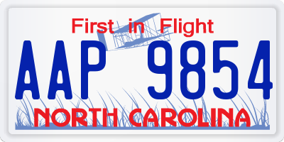 NC license plate AAP9854