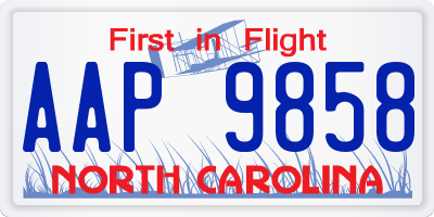 NC license plate AAP9858
