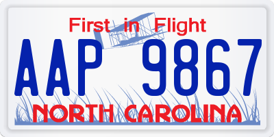 NC license plate AAP9867