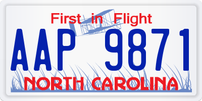 NC license plate AAP9871