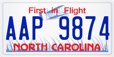 NC license plate AAP9874