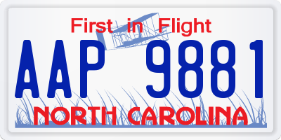 NC license plate AAP9881