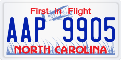 NC license plate AAP9905