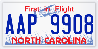 NC license plate AAP9908