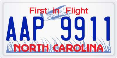 NC license plate AAP9911