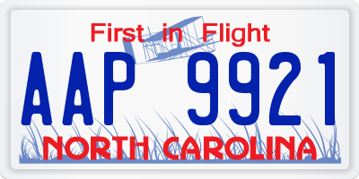 NC license plate AAP9921