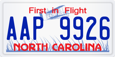 NC license plate AAP9926