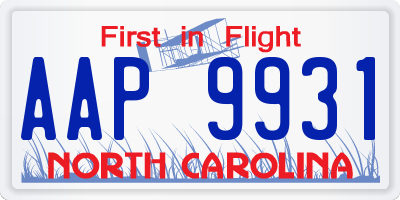 NC license plate AAP9931