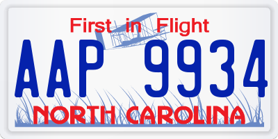 NC license plate AAP9934