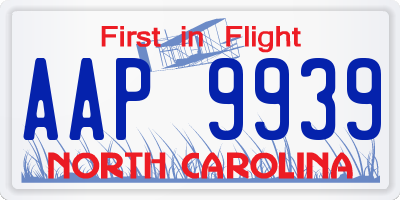 NC license plate AAP9939
