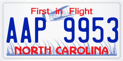 NC license plate AAP9953