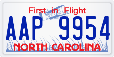 NC license plate AAP9954