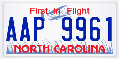 NC license plate AAP9961