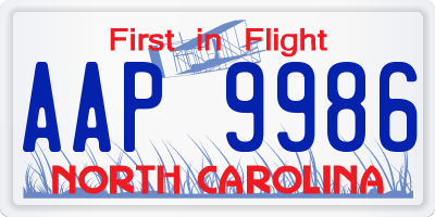 NC license plate AAP9986