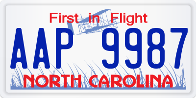 NC license plate AAP9987