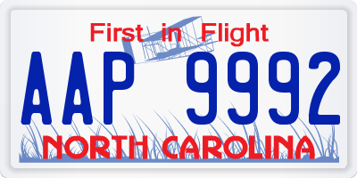 NC license plate AAP9992