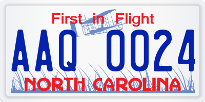 NC license plate AAQ0024