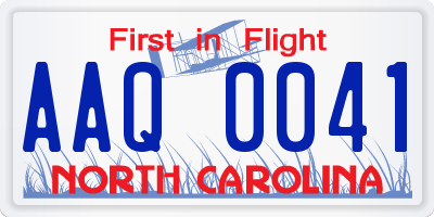 NC license plate AAQ0041