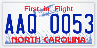 NC license plate AAQ0053