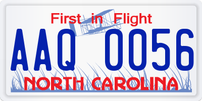 NC license plate AAQ0056