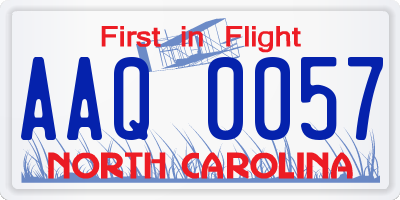 NC license plate AAQ0057