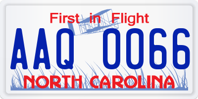 NC license plate AAQ0066